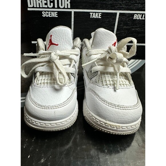 Nike Air Jordan 4 IV Retro TD White Oreo BQ7670-100 Size 6C Basketball Shoes - Picture 3 of 8